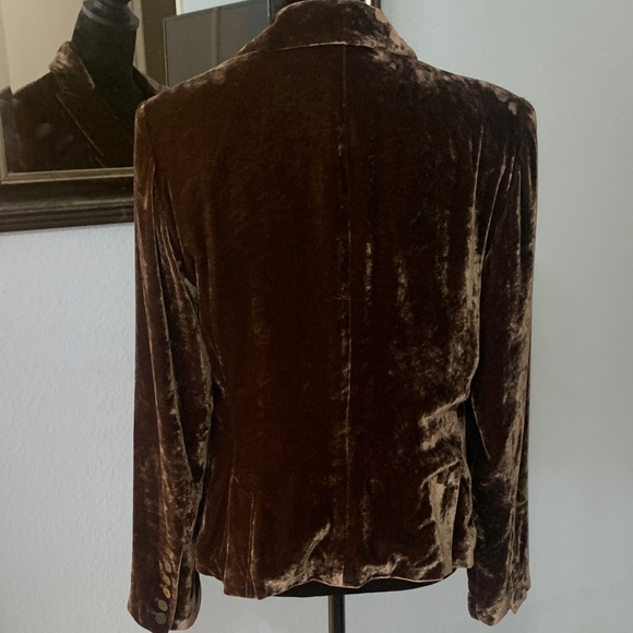 Vintage crushed Velvet Brown Women's Blazer - Picture 6 of 10